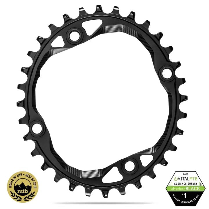 Absolute Black Oval MTB Chainring 1X 104 BCD Shimano | The Bike Affair