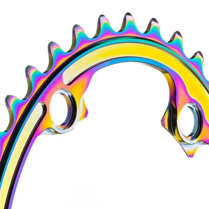 Absolute Black Oval Road Chainring 2X 110/4 Shimano 9100 Rainbow | The Bike Affair