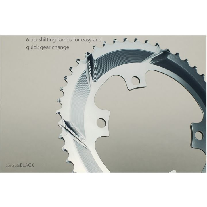 Absolute Black Oval Road Chainring 2x 110/5 Shimano (34T/36T) | The Bike Affair