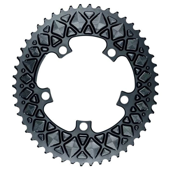 Absolute Black Oval Road Chainring 2x 110/5 Shimano (50T/52T) | The Bike Affair