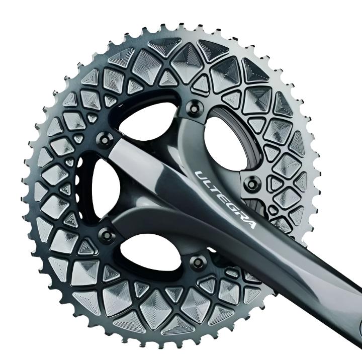 Absolute Black Oval Road Chainring 2x 110/5 Shimano (50T/52T) | The Bike Affair