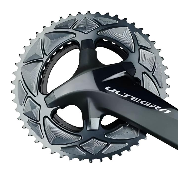 Absolute Black Round Road Chainring 2X 110/4 Shimano 9100 | The Bike Affair