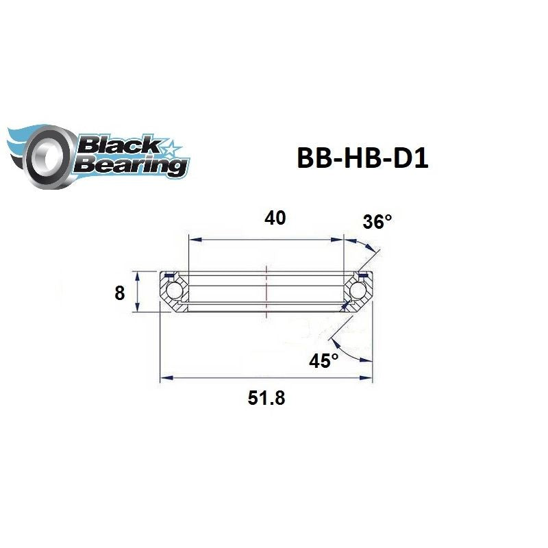 Blackbearing D1 40x51.8x8mm 36/45° Headset Bearing