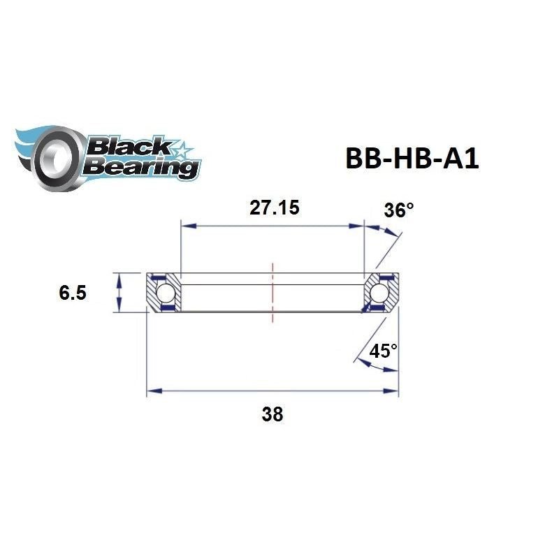 Blackbearing A1 27.15x38x6.5mm 36/45° Headset Bearing | The Bike Affair