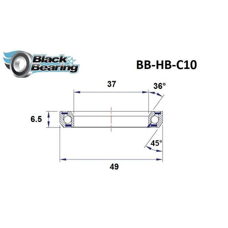 Blackbearing C10 37x49x6.5mm 36/45° Headset Bearing | The Bike Affair