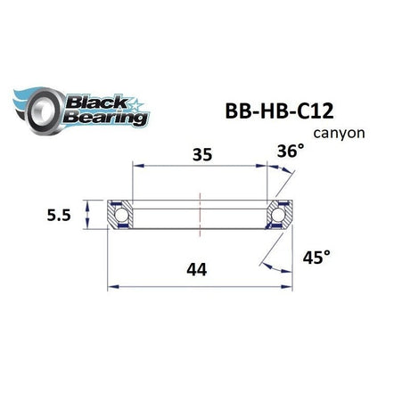 Blackbearing C12 35x44x5.5mm 36/45° Headset Bearing | The Bike Affair