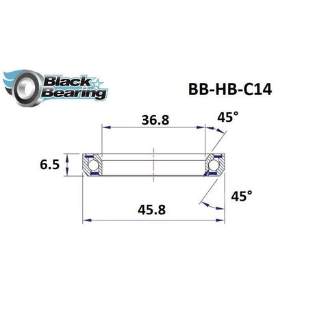 Blackbearing C14 36.8x45.8x6.5mm 45/45° Headset Bearing | The Bike Affair