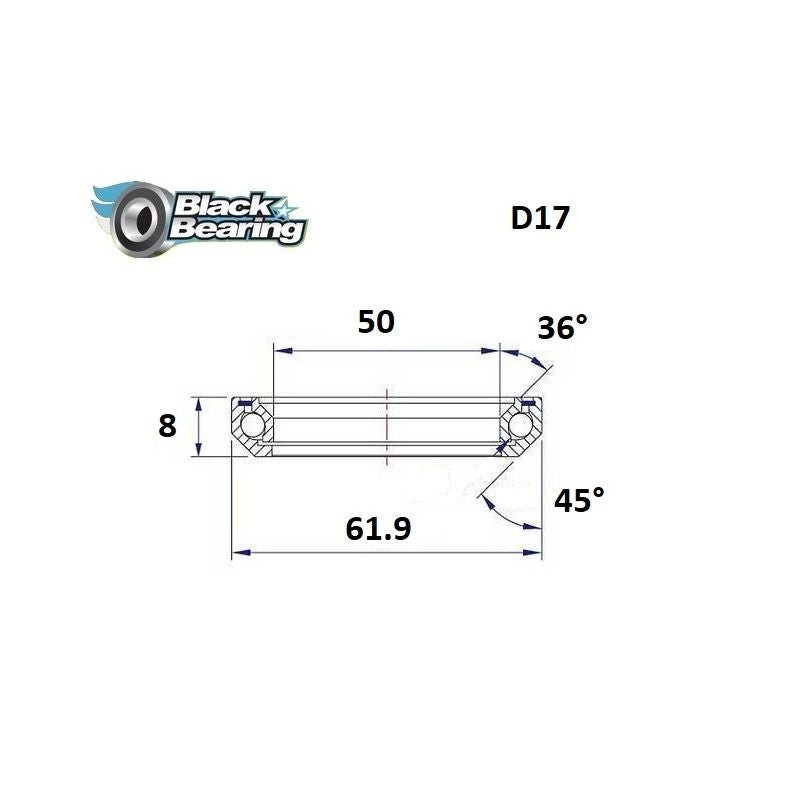 Blackbearing D17 50x61.9x8mm 36/45° Headset Bearing | The Bike Affair