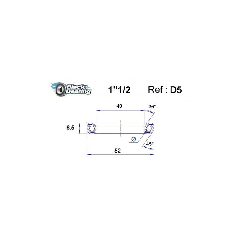 Blackbearing D5 40x52x6.5mm 36/45° Headset Bearing | The Bike Affair