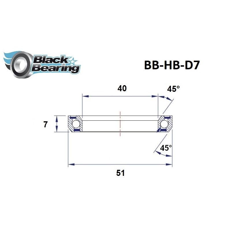 Blackbearing D7 40x51x7mm 45/45° Headset Bearing | The Bike Affair