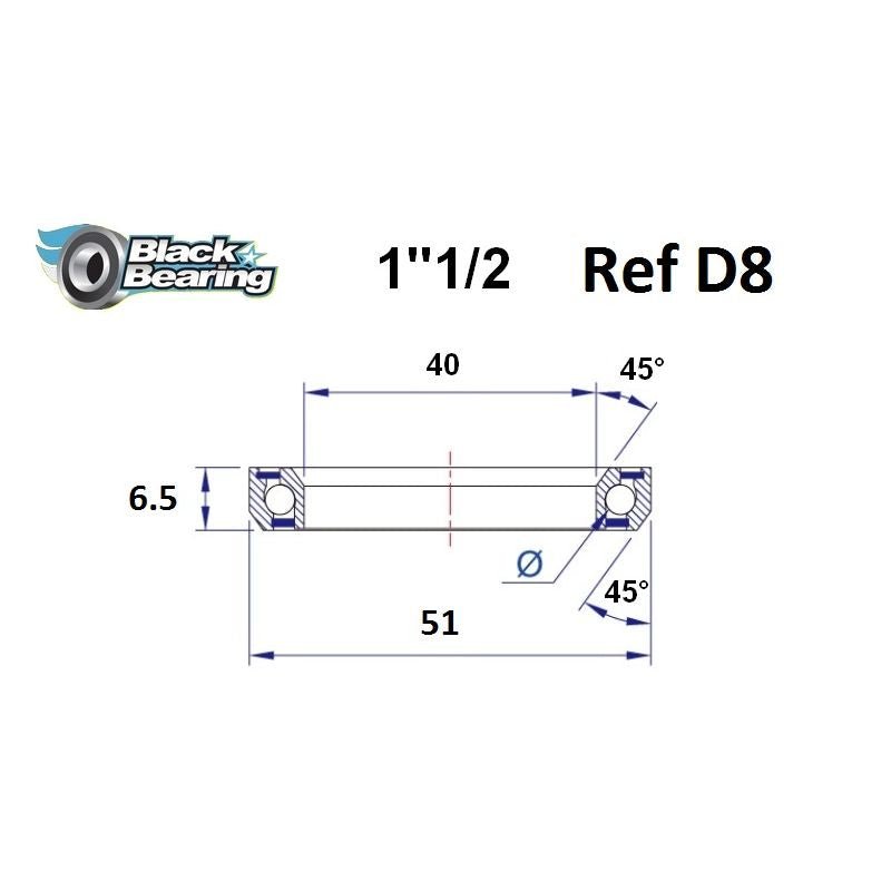 Blackbearing D8 40x51x6.5mm 45/45° Headset Bearing | The Bike Affair