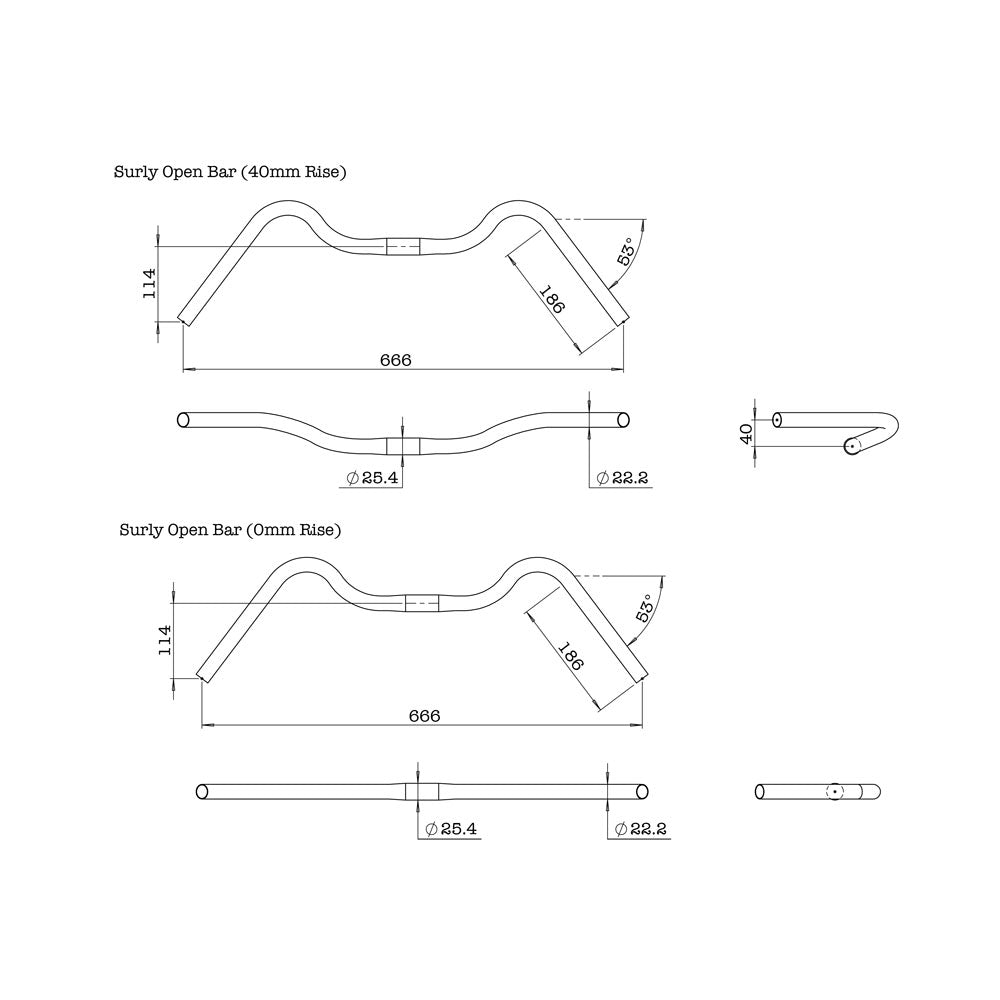 Surly Open Bar Handlebar 40mm Rise | The Bike Affair