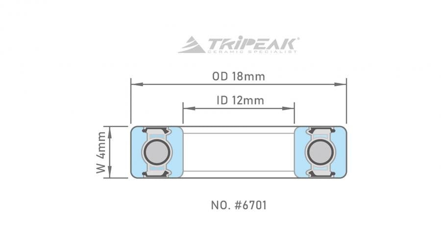 Tripeak #6701 High Precision Steel Bearing ABEC3 12x18x4mm | The Bike Affair