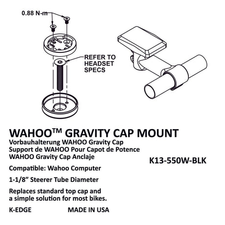 K-Edge Wahoo Elemnt/Bolt, Stem Cap Gravity Cap Computer Mount | The Bike Affair