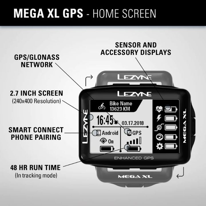 Lezyne Mega XL GPS Cyclo Computer | The Bike Affair