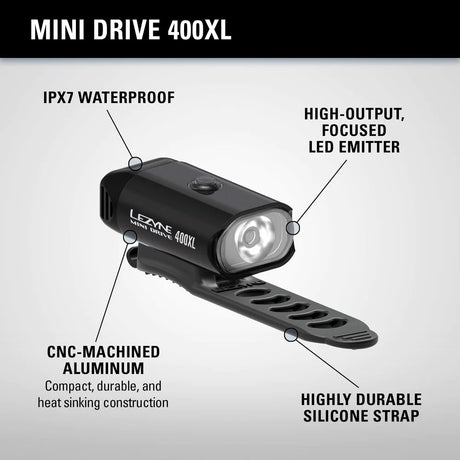 Lezyne Mini Drive 400XL Lumens Black Head Light | The Bike Affair